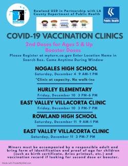 COVID-19 Vaccine Clinic for 2nd Doses for Ages 5 & Up and Booster Doses |  Santana High School
