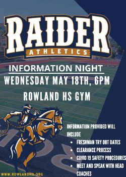 Rowland High School Raider Athletics Information Night for Incoming 9th  Graders | Stanley G. Oswalt Academy